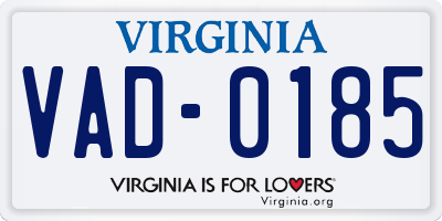 VA license plate VAD0185