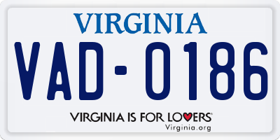 VA license plate VAD0186