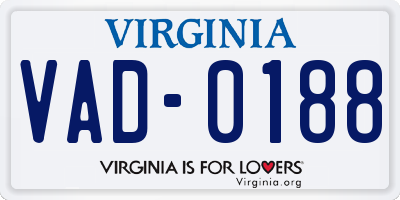 VA license plate VAD0188