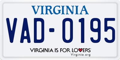 VA license plate VAD0195
