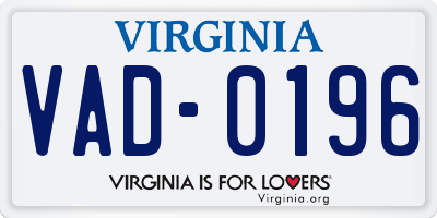 VA license plate VAD0196