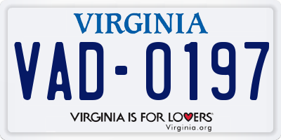 VA license plate VAD0197