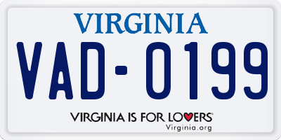 VA license plate VAD0199