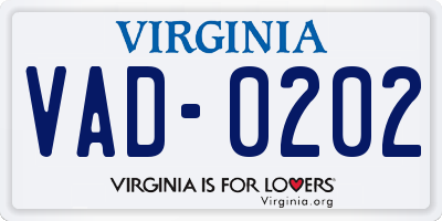 VA license plate VAD0202