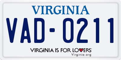 VA license plate VAD0211