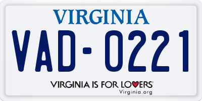 VA license plate VAD0221