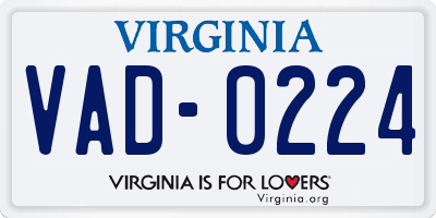 VA license plate VAD0224