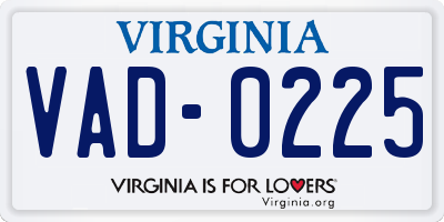 VA license plate VAD0225
