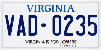 VA license plate VAD0235