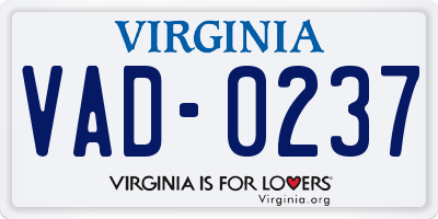 VA license plate VAD0237