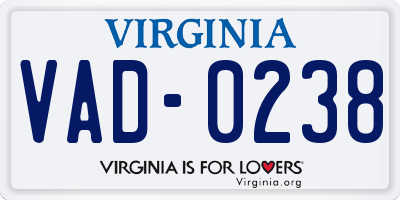 VA license plate VAD0238