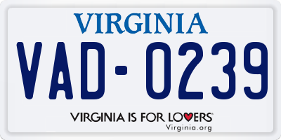 VA license plate VAD0239