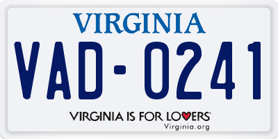 VA license plate VAD0241