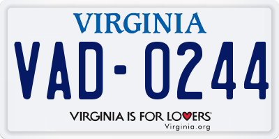 VA license plate VAD0244