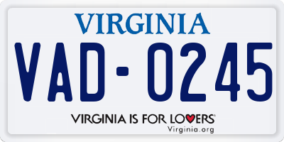 VA license plate VAD0245