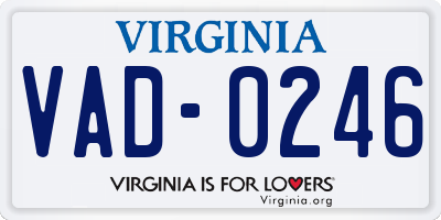 VA license plate VAD0246