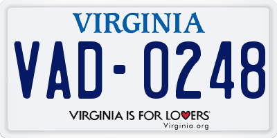 VA license plate VAD0248