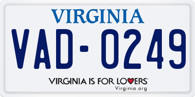 VA license plate VAD0249