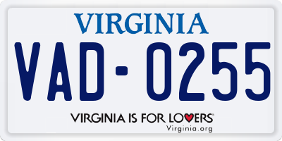 VA license plate VAD0255