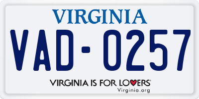 VA license plate VAD0257