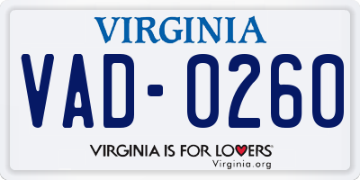 VA license plate VAD0260
