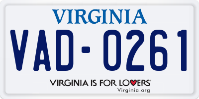 VA license plate VAD0261