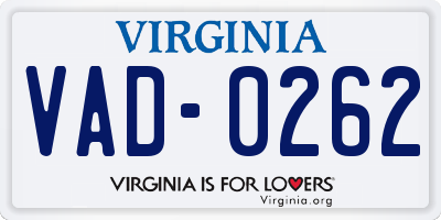 VA license plate VAD0262