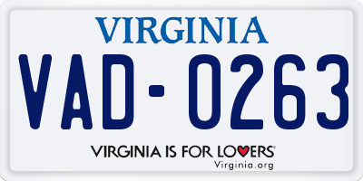 VA license plate VAD0263