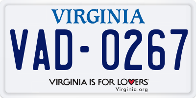 VA license plate VAD0267
