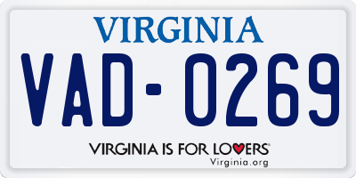 VA license plate VAD0269