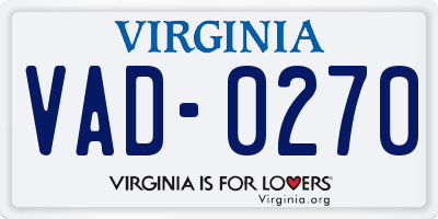 VA license plate VAD0270