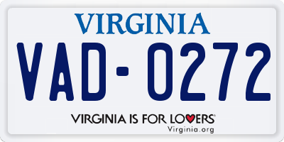 VA license plate VAD0272