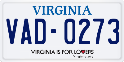 VA license plate VAD0273