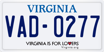 VA license plate VAD0277