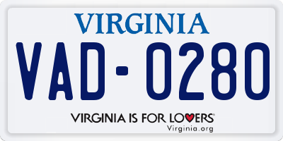 VA license plate VAD0280
