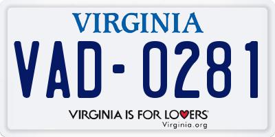 VA license plate VAD0281