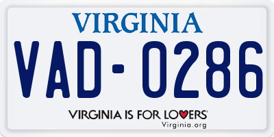 VA license plate VAD0286
