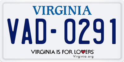 VA license plate VAD0291