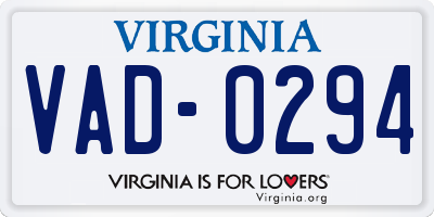 VA license plate VAD0294