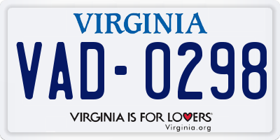 VA license plate VAD0298