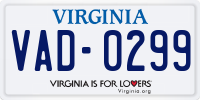 VA license plate VAD0299