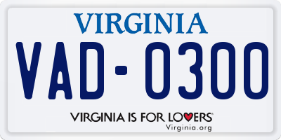 VA license plate VAD0300