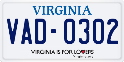 VA license plate VAD0302