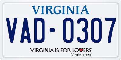 VA license plate VAD0307