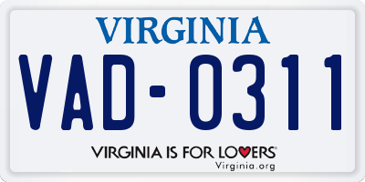 VA license plate VAD0311
