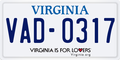 VA license plate VAD0317