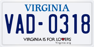 VA license plate VAD0318