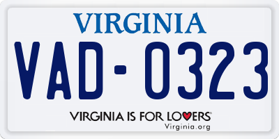 VA license plate VAD0323