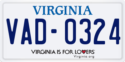 VA license plate VAD0324