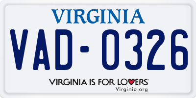 VA license plate VAD0326
